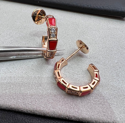 [Rosla Jewelry]SERPENTI CARNELIAN PINK GOLD EARRINGS