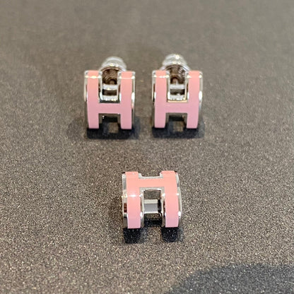 [Rosla Jewelry]MINI POP H SILVER EARRINGS PINK