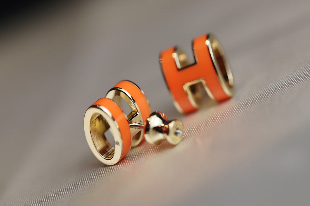 [Rosla Jewelry]MINI POP H EARRINGS ORANGE