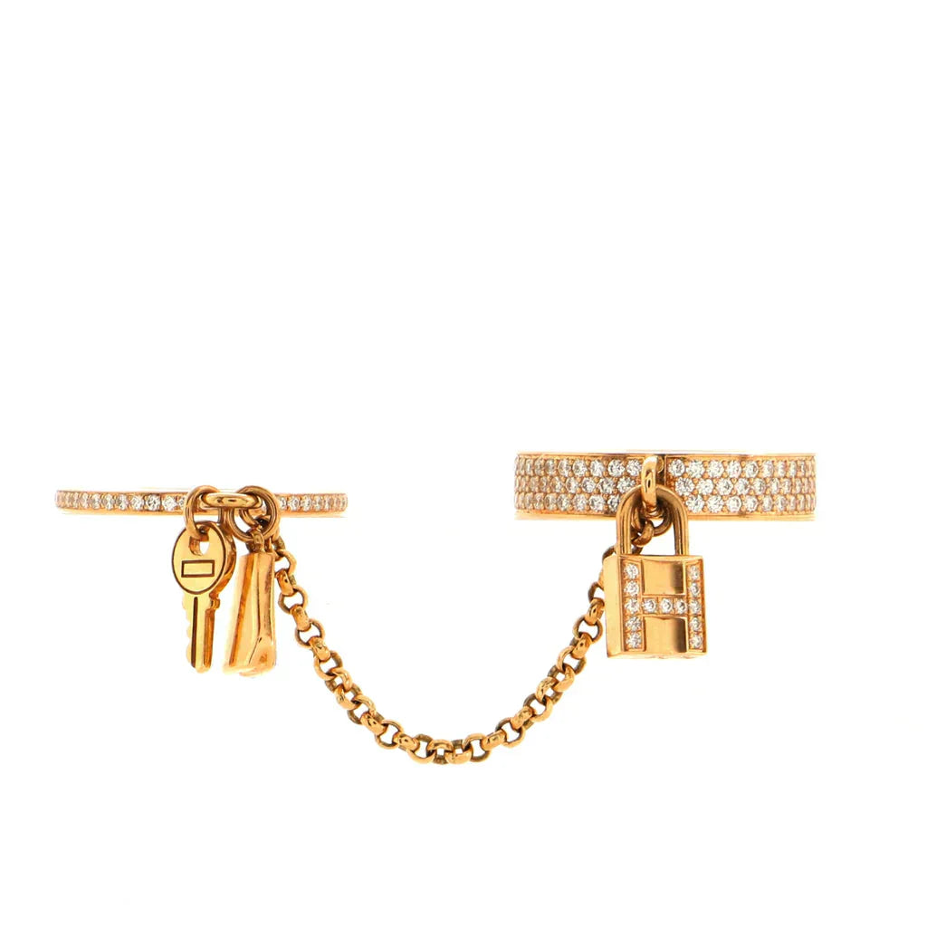 [Rosla Jewelry]HM KELLY CLOCHETTE DOUBLE RING IN ROSE GOLD WITH DIAMONDS