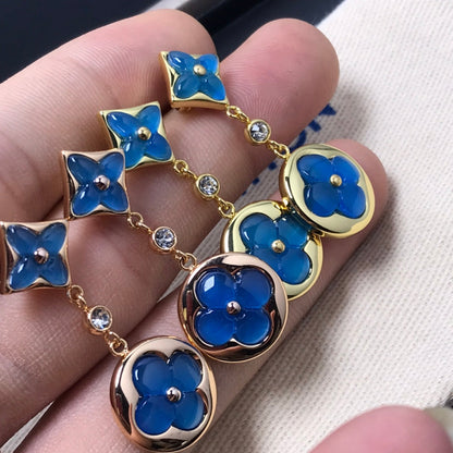 [Rosla Jewelry]STAR AND SUN AGATE DIAMOND EARRINGS