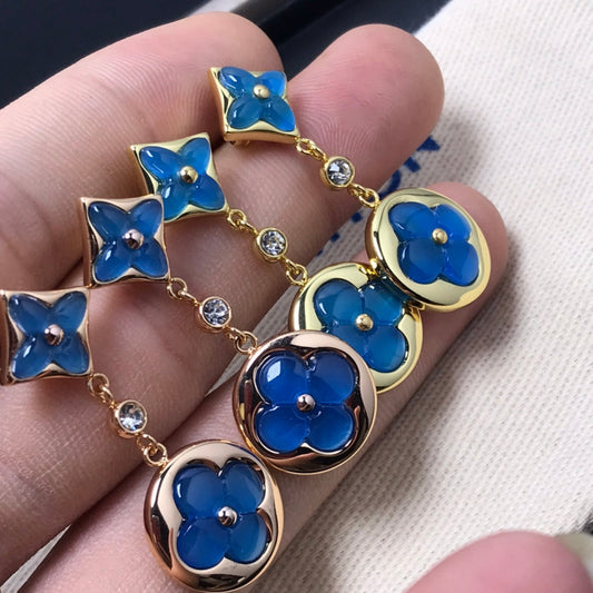 [Rosla Jewelry]STAR AND SUN AGATE DIAMOND EARRINGS