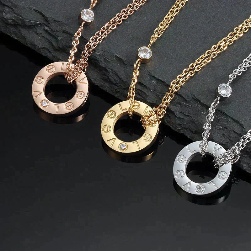 [Rosla Jewelry]LOVE NECKLACE 16MM 2 DIAMONDS