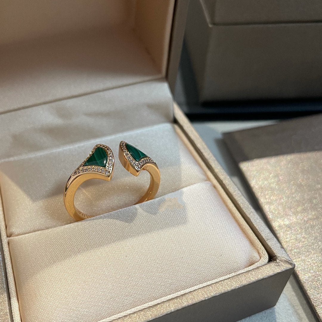 [Rosla Jewelry]DREAM MALACHITE DIAMOND OPEN RING