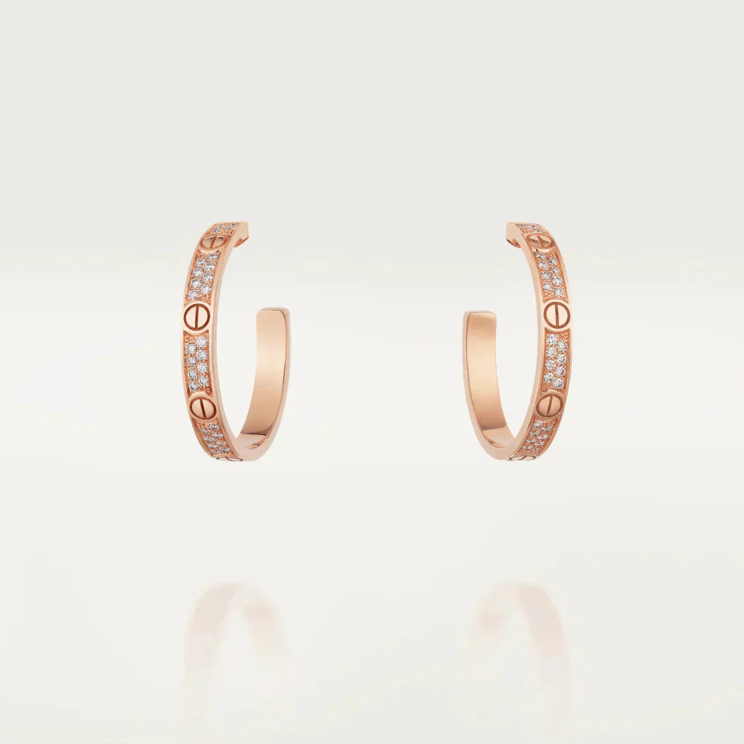 [Rosla Jewelry]LOVE DIAMOND PINK GOLD HOOP EARRINGS