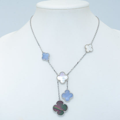 [Rosla Jewelry]CLOVER MOP CHALCEDONY NECKLACE SILVER 6 MOTIF