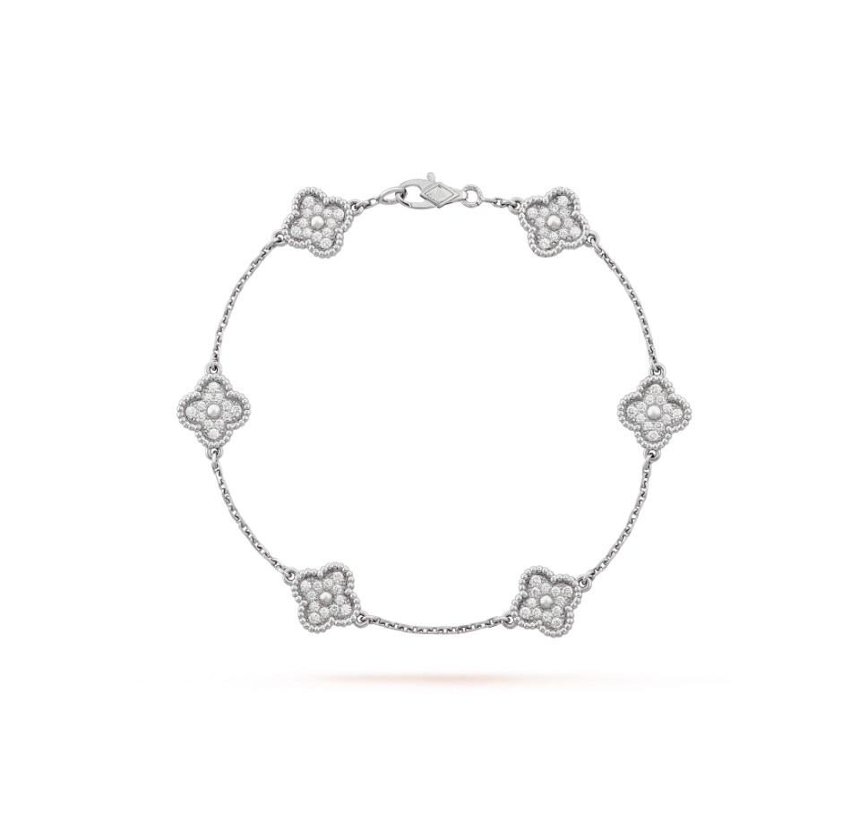 [Rosla Jewelry]CLOVER 6 MOTIF SILVER DIAMOND BRACELET