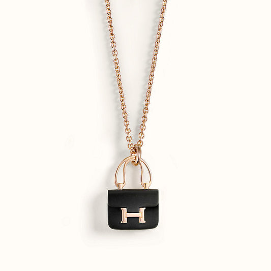 [Rosla Jewelry]CONSTANCE BLACK PEDANT PINK GOLD NECKLACE