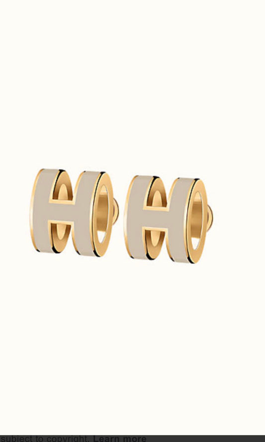 [Rosla Jewelry]MINI POP H GOLD EARRINGS GREY