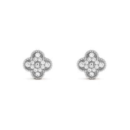 [Rosla Jewelry]CLOVER 1 MOTIFS DIAMOND STUD EARRINGS SILVER
