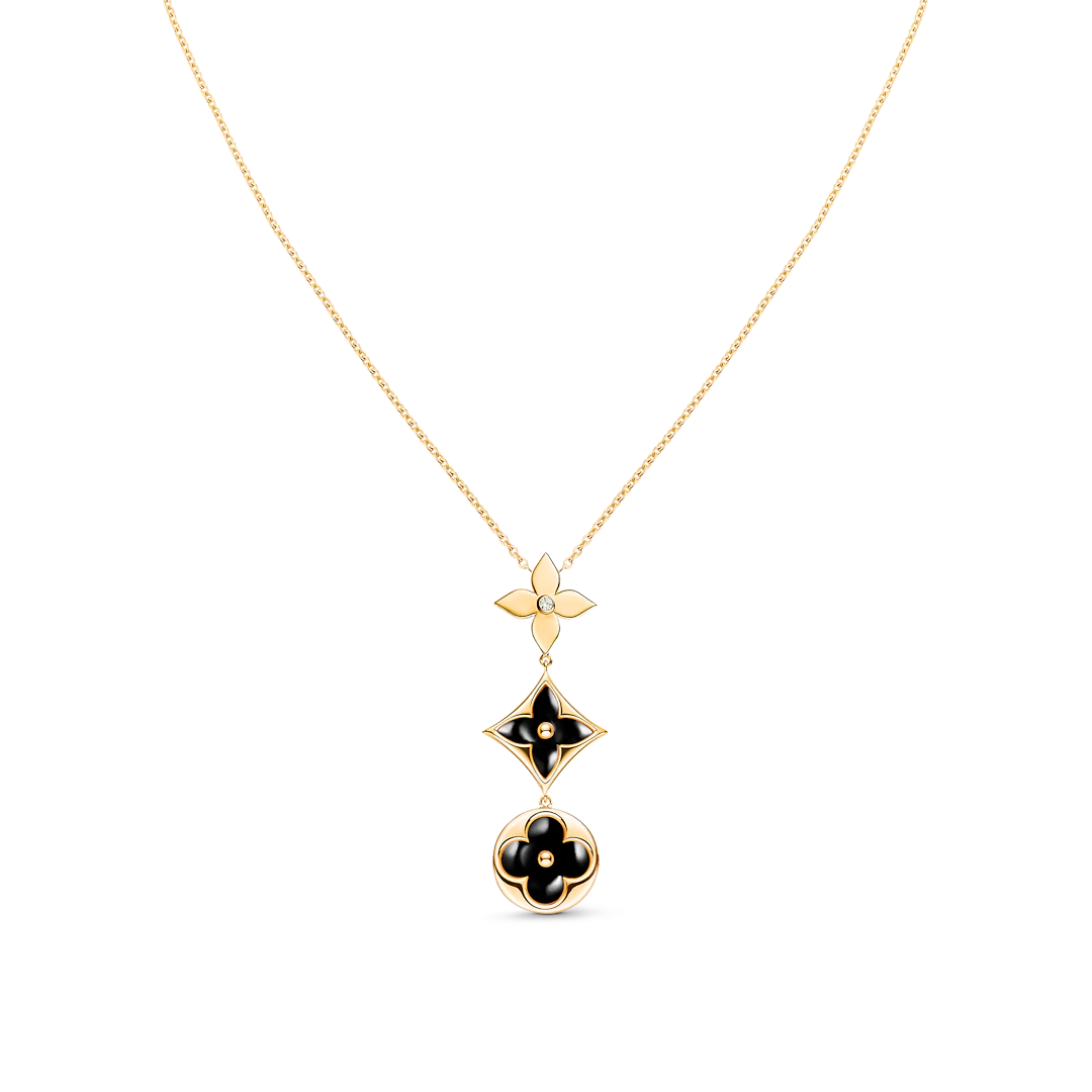 [Rosla Jewelry]STAR AND SUN ONYX PINK GOLD NECKLACE