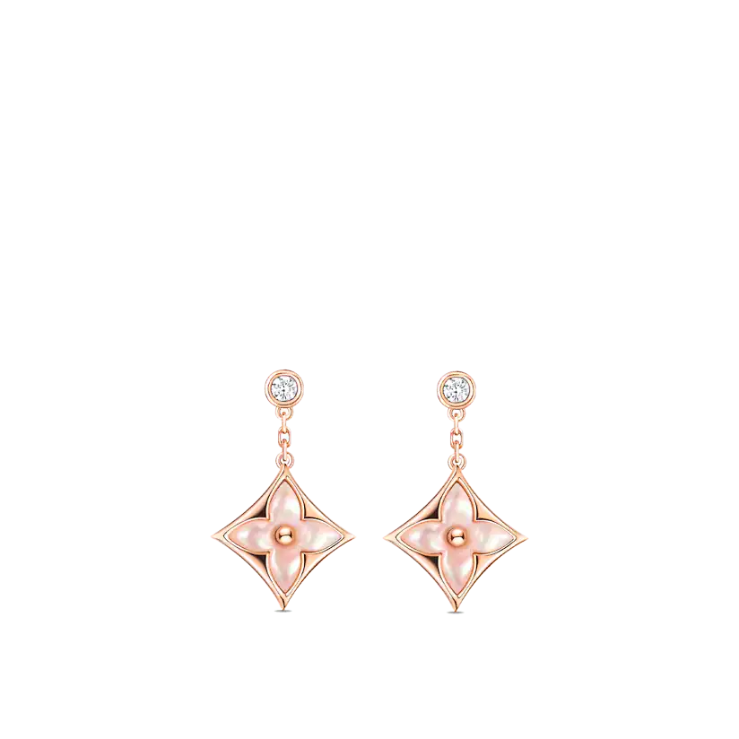 [Rosla Jewelry]DOUBLE STAR PINK GOLD MOP DROP EARRINGS