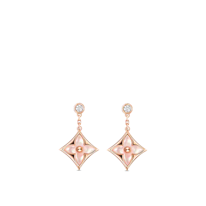 [Rosla Jewelry]DOUBLE STAR PINK GOLD MOP DROP EARRINGS