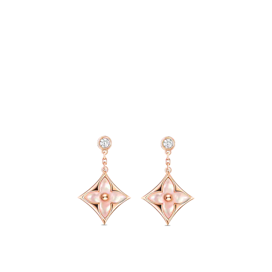 [Rosla Jewelry]DOUBLE STAR PINK GOLD MOP DROP EARRINGS