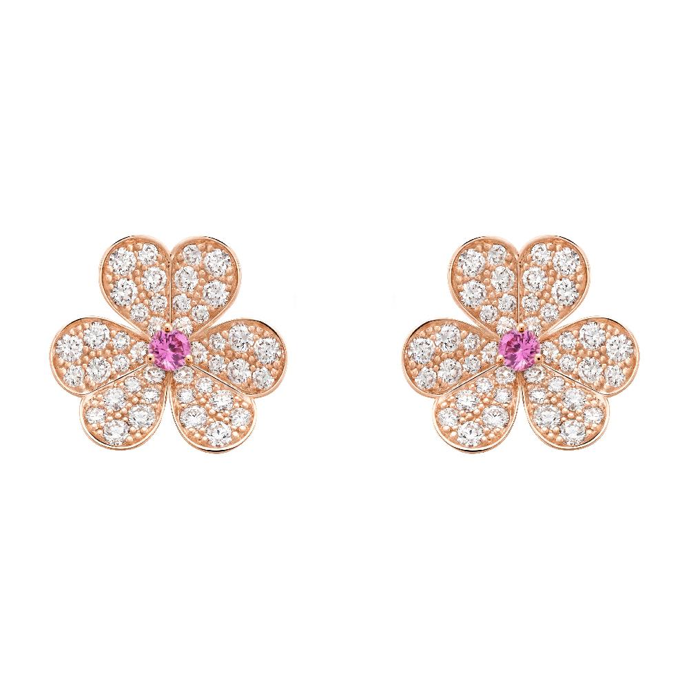 [Rosla Jewelry]FRIVOLE PINK GOLD FLOWER DIAMOND EARRINGS
