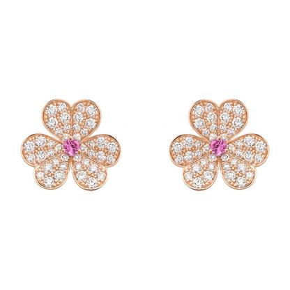 [Rosla Jewelry]FRIVOLE PINK GOLD FLOWER DIAMOND EARRINGS