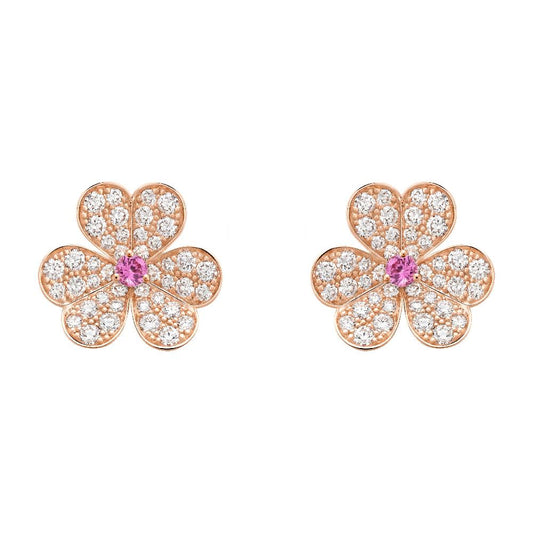 [Rosla Jewelry]FRIVOLE PINK GOLD FLOWER DIAMOND EARRINGS
