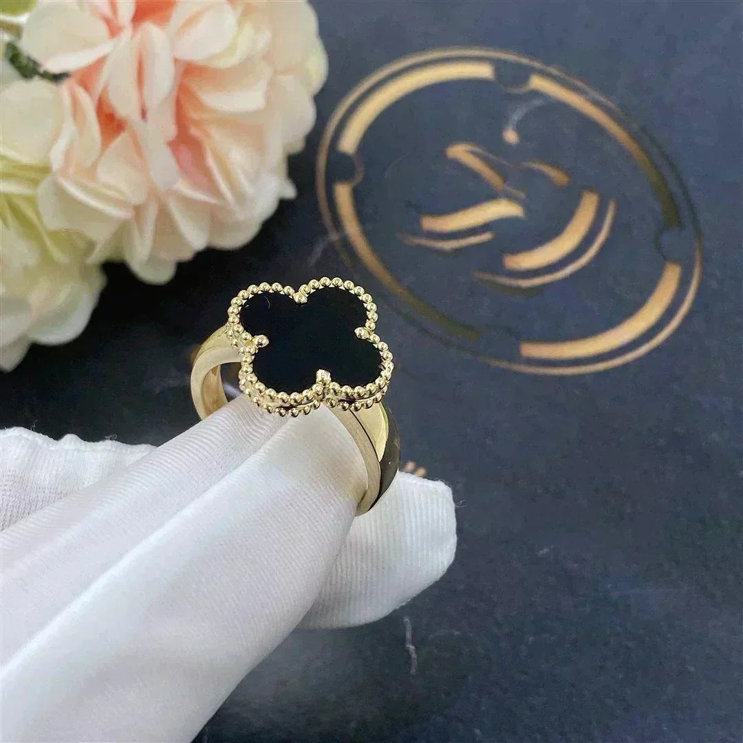[Rosla Jewelry]CLOVER ONYX RING