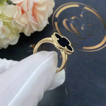 [Rosla Jewelry]CLOVER ONYX RING