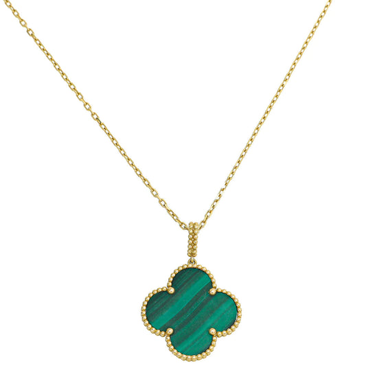 [Rosla Jewelry]CLOVER 25MM MALACHITE GOLD NECKLACE