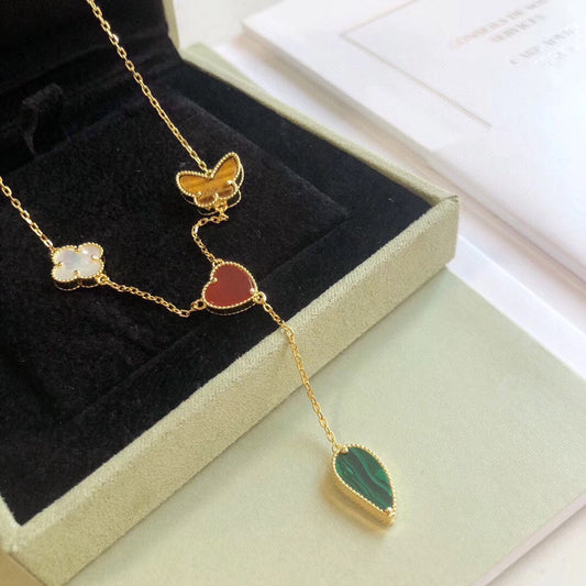 [Rosla Jewelry]LUCKY SPRING 4 MOTIFS ROSE GOLD NECKLACE